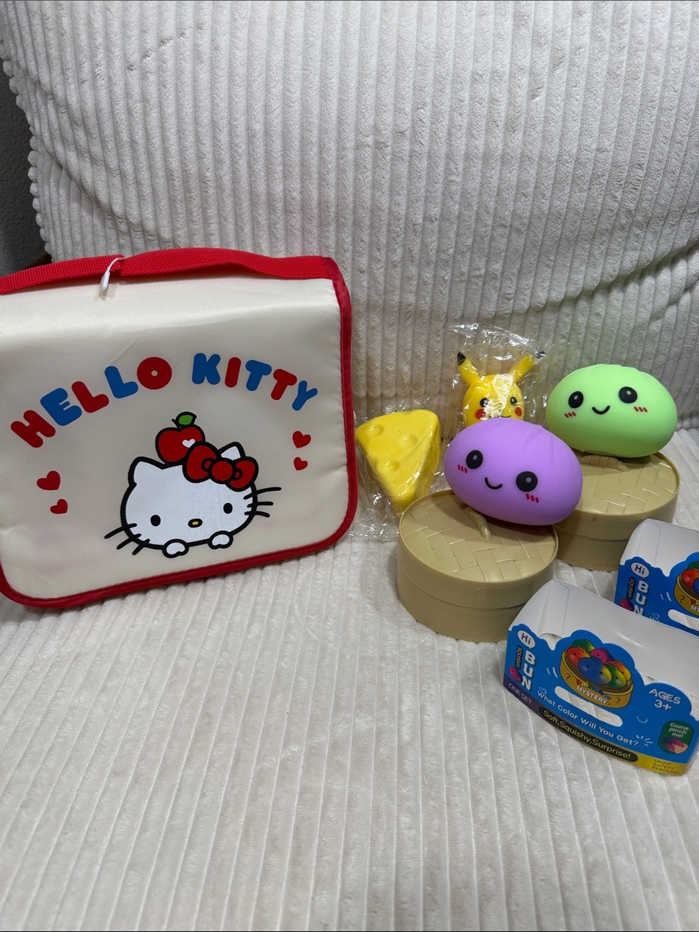 Squishy Bundle in Cute Hello Kitty Travel Toiletries Bag. New. Not used.Sanrio